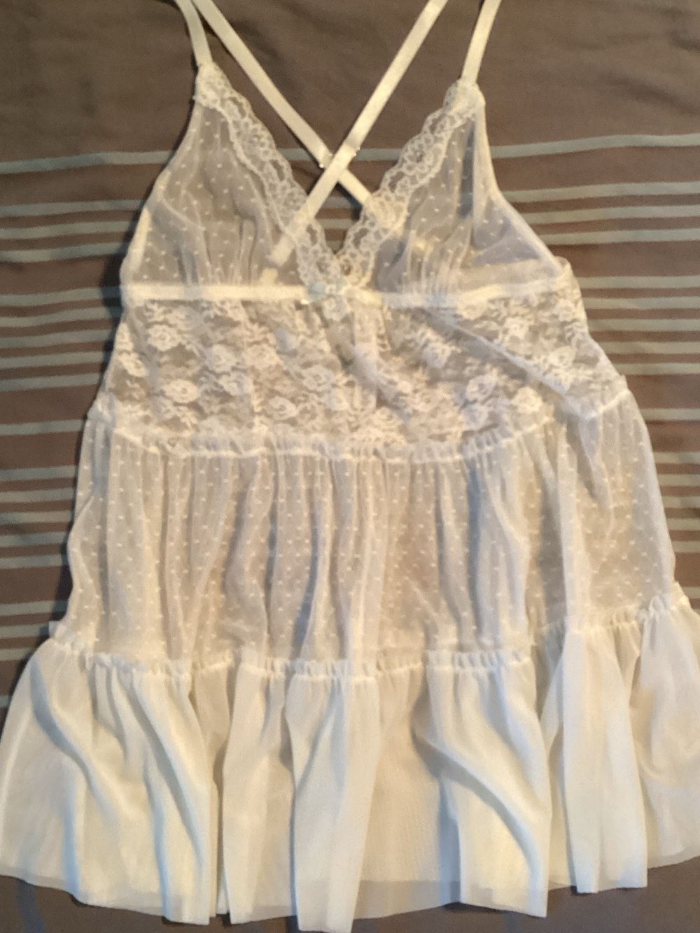 Gilligan & O'Malley White Lace Babydoll Chemise